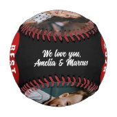 Red Heart Best Dad Ever 2 Photo Collage 野球ボール (裏面)