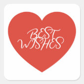 Red Heart Best Wishes Modern Minimalist. スクエアシール (正面)