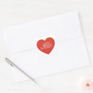 Red Heart Best Wishes Modern Minimalist. スクエアシール