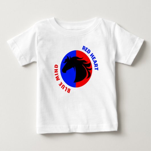 Red Heart Blue Mind Baby Bodysuit ベビーTシャツ (正面)