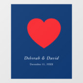 Red Heart Blue Modern Minimalist Wedding ウィンドウサイン (シート)