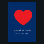 Red Heart Blue Modern Minimalist Wedding テーブルナンバー<br><div class="desc">You can easily change the fonts and colors. You can also add your logo and the background image as you like.</div>