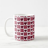 Red Heart Checkerboard Pattern コーヒーマグカップ (左)