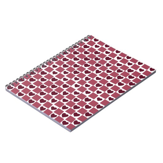 Red Heart Checkerboard Pattern ノートブック (左側)