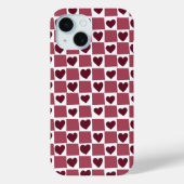 Red Heart Checkerboard Pattern Case-Mate iPhoneケース (裏面)