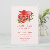 Red Heart Chocolate Valentine's Day Baby Shower 招待状 (スタンド正面)