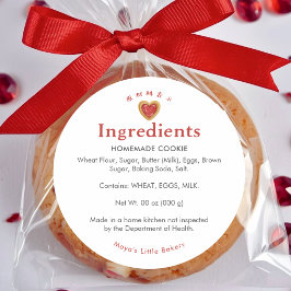 Red Heart Cookie Bakery Ingredient ラウンドシール
