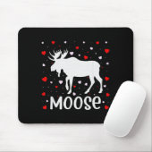Red Heart Cud Love Graphic Moose Lover Valentine D マウスパッド (マウス)