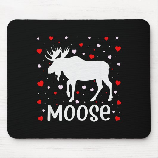 Red Heart Cud Love Graphic Moose Lover Valentine D マウスパッド (正面)