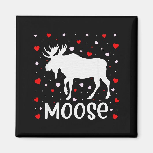 Red Heart Cud Love Graphic Moose Lover Valentine D マグネット (正面)