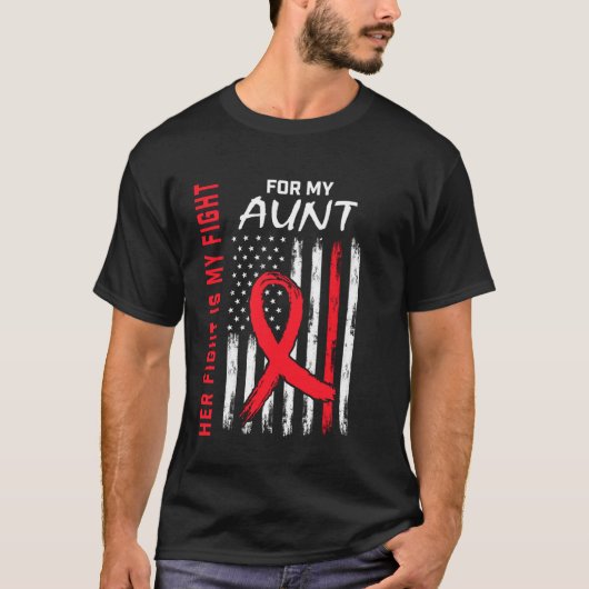 Red Heart Disease Awareness Flag Aunt Supporter Pr Tシャツ (正面)
