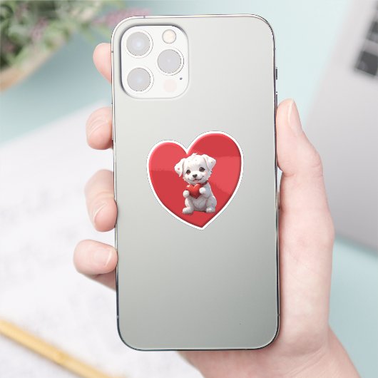 red heart dog シール (スマートフォン)