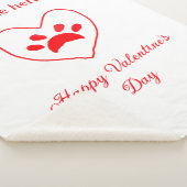 Red heart dog cat paw happy Valentine's day name  シェルパブランケット (3/4)