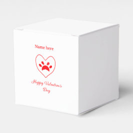 Red heart dog cat paw happy Valentine's day name  フェイバーボックス
