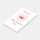 Red heart dog cat paw happy Valentine's day name  ポストイット (アングル)