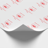 Red heart dog cat paw happy Valentine's day name  ラッピングペーパー (角)