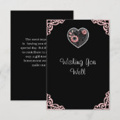 Red Heart Enclosure Card Wedding Floral Insert エンクロージャーカード (正面/裏面)