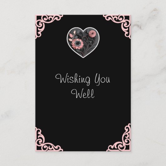 Red Heart Enclosure Card Wedding Floral Insert エンクロージャーカード (正面)