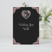 Red Heart Enclosure Card Wedding Floral Insert エンクロージャーカード (スタンド正面)