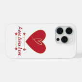 Red Heart Floral Design – “Love Lives Here”  iPhoneケース (裏面横)