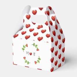 Red Heart & Floral Monogram Gable Gift Box フェイバーボックス