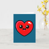 Red Heart Funny Cute Design For Men Women Husband カード (黄色い花)