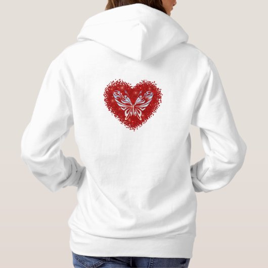 Red heart glitter butterfly パーカ (裏面)