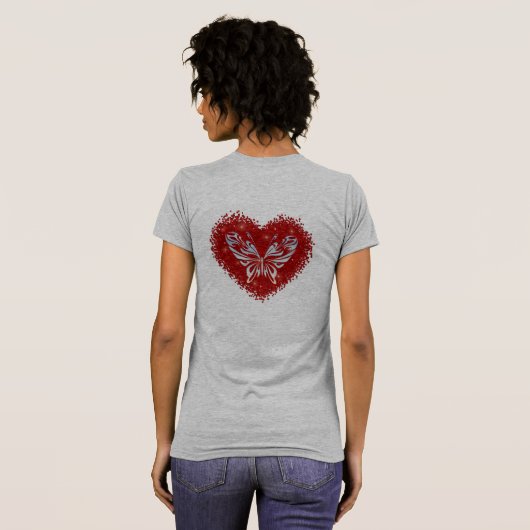 Red heart glitter butterfly tシャツ (裏面フル)