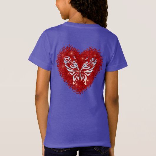 Red heart glitter butterfly tシャツ (裏面)