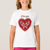 Red heart glitter butterfly tシャツ (正面)