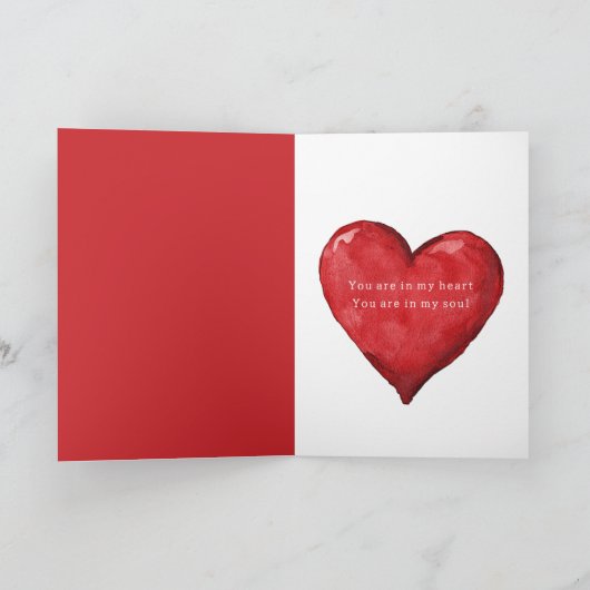 Red Heart Kisses Valentine's Day カード (内部)