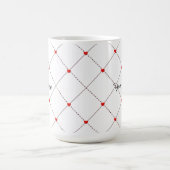Red Heart Lattice Pattern Name & message Design コーヒーマグカップ (中央)