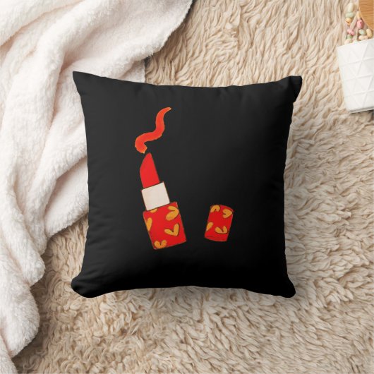 Red Heart Lipstick Pop Art Design クッション (ブランケット)