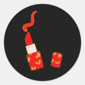 Red Heart Lipstick Pop Art Design ラウンドシール (正面)