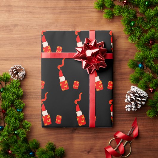 Red Heart Lipstick Pop Art Design ラッピングペーパー (クリスマスギフト)