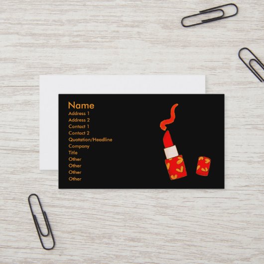 Red Heart Lipstick Pop Art Design 名刺 (正面/裏面インサイチュ)