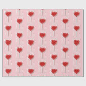 Red Heart Lollipop – Valentine Candy Illustration ラッピングペーパー (フラット)