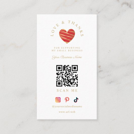 Red Heart Love & Thanks Supporting Small Business 名刺 (正面)