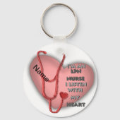 Red Heart LPN Nurse custom name keychain キーホルダー (正面)
