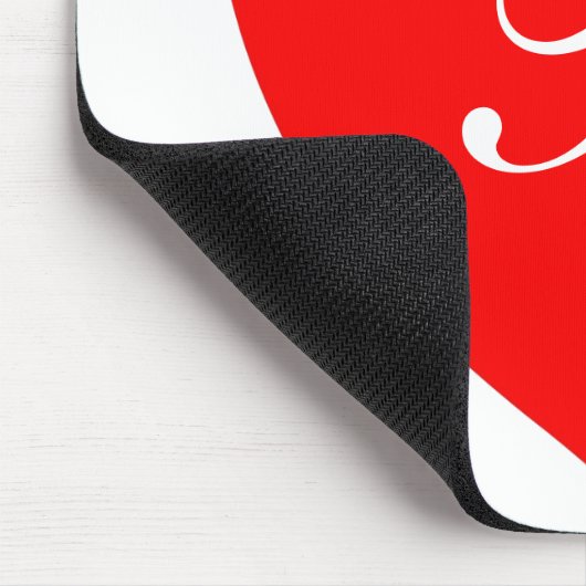 Red Heart Monogram Mousepad マウスパッド (コーナー)