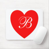 Red Heart Monogram Mousepad マウスパッド (マウス)