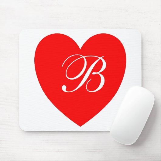 Red Heart Monogram Mousepad マウスパッド (マウス)