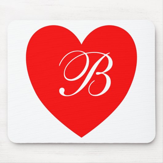 Red Heart Monogram Mousepad マウスパッド (正面)