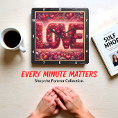 Red Heart Mosaic Love Wall スクエア壁時計