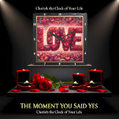 Red Heart Mosaic Love Wall スクエア壁時計