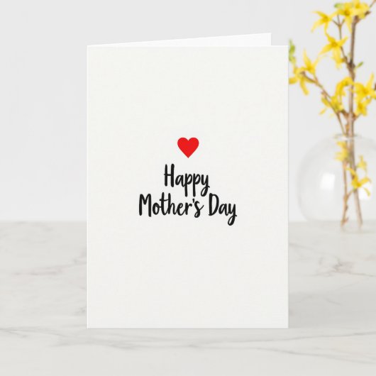 Red Heart Mothers Day Message Card カード (黄色い花)