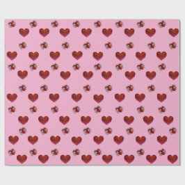 Red heart on pink background Wrapping Paper love ラッピングペーパー