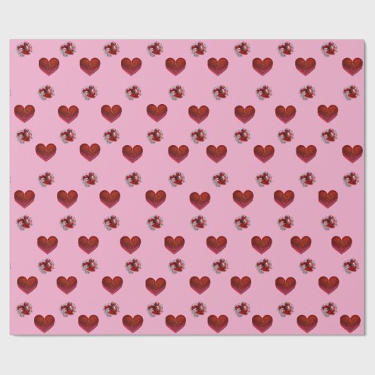 Red heart on pink background Wrapping Paper love ラッピングペーパー (フラット)