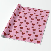 Red heart on pink background Wrapping Paper love ラッピングペーパー (アンロールド)