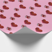 Red heart on pink background Wrapping Paper love ラッピングペーパー (角)